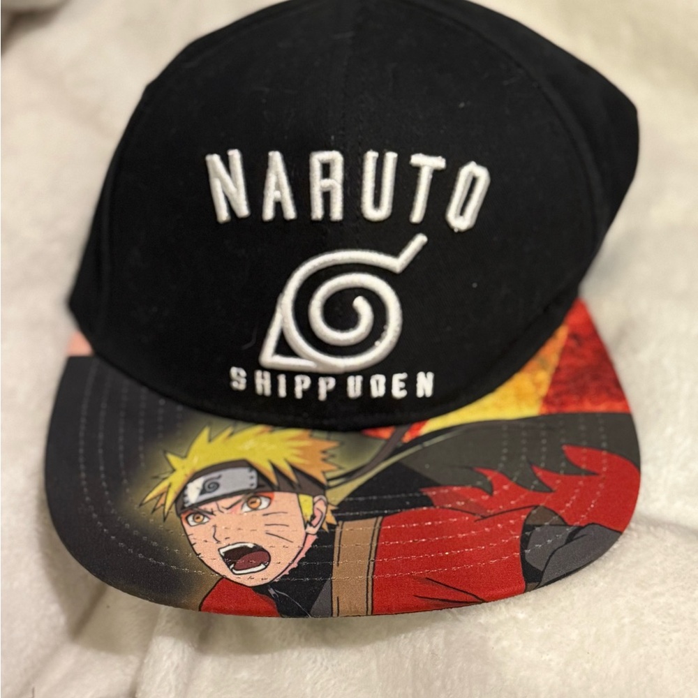 Naruto Shippuden Black Snapback Hat with Graphic Brim